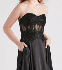 Danica Rhinestone Lace Satin Formal Dress