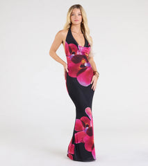 Alluring Vibe Floral Mesh Bodycon Maxi Dress