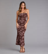 Alluring Bloom Flocked Floral Mesh Maxi Dress