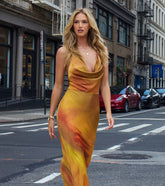 Sunset Glow Satin Midi Dress