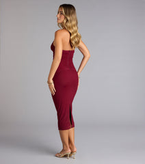 Autumn Affair Plunge Halter Midi Dress
