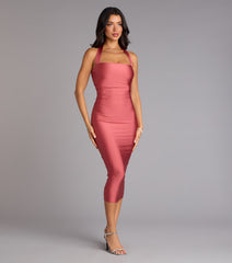 Sultry Sophistication Halter Bodycon Midi Dress
