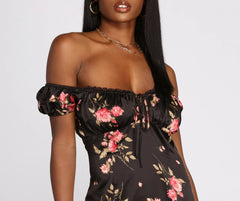 Good To Grow Floral Satin Mini Dress