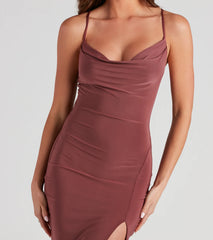 Moment of Glam Cowl Neck Midi Dress