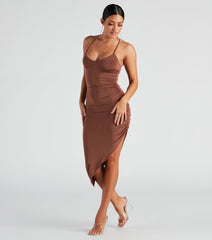 Show Me Off V-Neck Slit Midi Dress