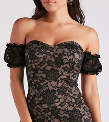 Elegant Miss Lace High Low Midi Dress