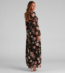 Swept Away Floral Chiffon Maxi Dress