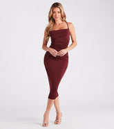 Stunning Silhouette Lace-Up Bodycon Midi Dress