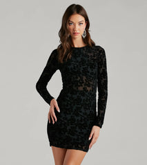 Late Night Vibes Velvet Flocked Mini Dress