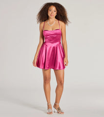 Luxury Views Satin Sequin Skater Dress