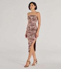 Stunning View Scenic Print Mesh Midi Dress