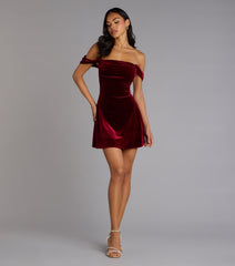Flirty And Chic Velvet Off-The-Shoulder Mini Dress