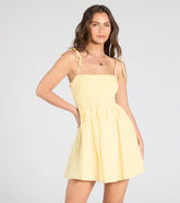 Sunny Tones Smocked Eyelet Skater Dress