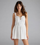 Sweetest Style Lace-Up Eyelet Skater Dress