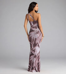 Vacay Mode Tropical Print One-Shoulder Maxi Dress