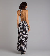 Untamed Nights Zebra Print Maxi Dress