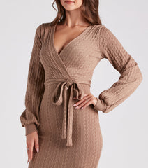Wrap It Up Cable Knit Sweater Dress