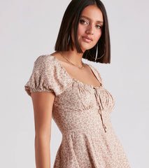 Cute Charm Ditsy Floral Skater Dress