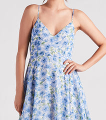 Garden Strolls Floral Tie-Back Skater Dress