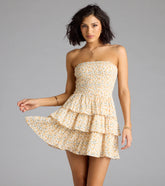 Sassy Sweet Floral Chiffon Ruffled Skater Dress