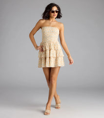 Sassy Sweet Floral Chiffon Ruffled Skater Dress