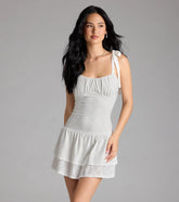 Life Is Sweet Eyelet Bodycon Ruffle Mini Dress