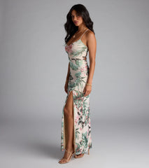 Kiss The Sun Tropical Lace-Up Slit Maxi Dress