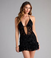 Velvet Crush Floral Mesh Mini Dress