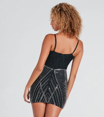 Party Season Rhinestone V-Neck Mini Dress