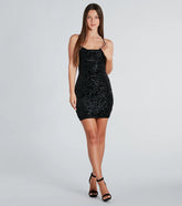 Sultry Aura Velvet Burnout Mesh Mini Dress