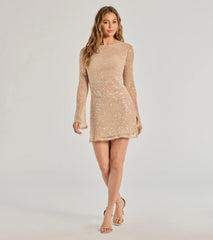 Glam Catch Open Back Sequin Fishnet Mini Dress