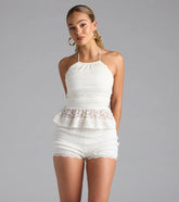 Eyes On You Halter Strappy Back Lace Top