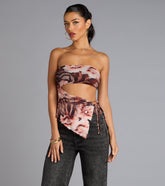 Floral Cutie Mesh Asymmetrical Top