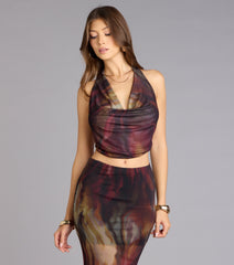 Night Out Muse Abstract Print Halter Top