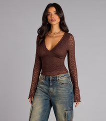Glam Flair Long Sleeve Lace Top