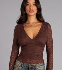 Glam Flair Long Sleeve Lace Top
