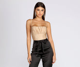 Sleeveless Ruched Satin Bodysuit