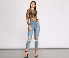 Purrfectly On Point Mesh Crop Top