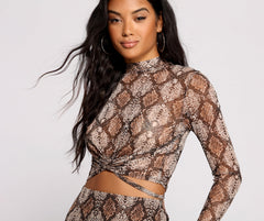 Sultry And Stunning Snake Print Crop Top