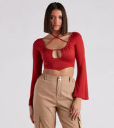 Effortlessly Sultry Bell Sleeve Crop Top