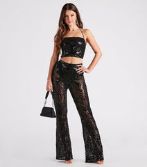 Glitzy Night Out Sequin Crop Top