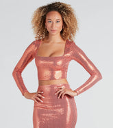 Enticing Sparkle Sequin Crop Top