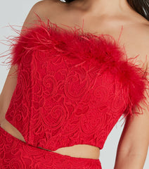 Romantic Mood Floral Lace Marabou Bustier