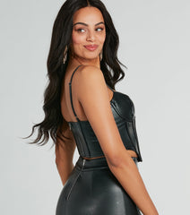 Sultry Snake Print Faux Leather Bustier Top
