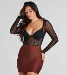 Exquisite Taste Lace Mesh Long Sleeve Bodysuit