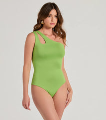 One Sided Sleeveless Cutout Bodysuit