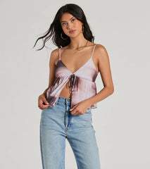 Feeling Playful V-Neck Abstract Babydoll Crop Top