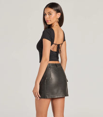 The View And You Short Sleeve Tie Back Crop Top