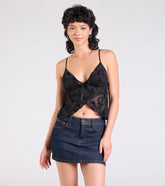 Sultry Element V-Neck Floral Velvet Crop Top