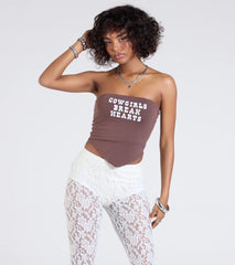 Cowgirls Break Hearts Graphic Crop Top